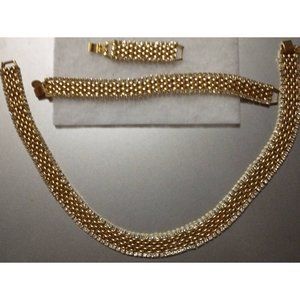 Kenneth Jay Lane (KJL) Goldtone Rhinestone Necklace Extender Bracelet NWOB
